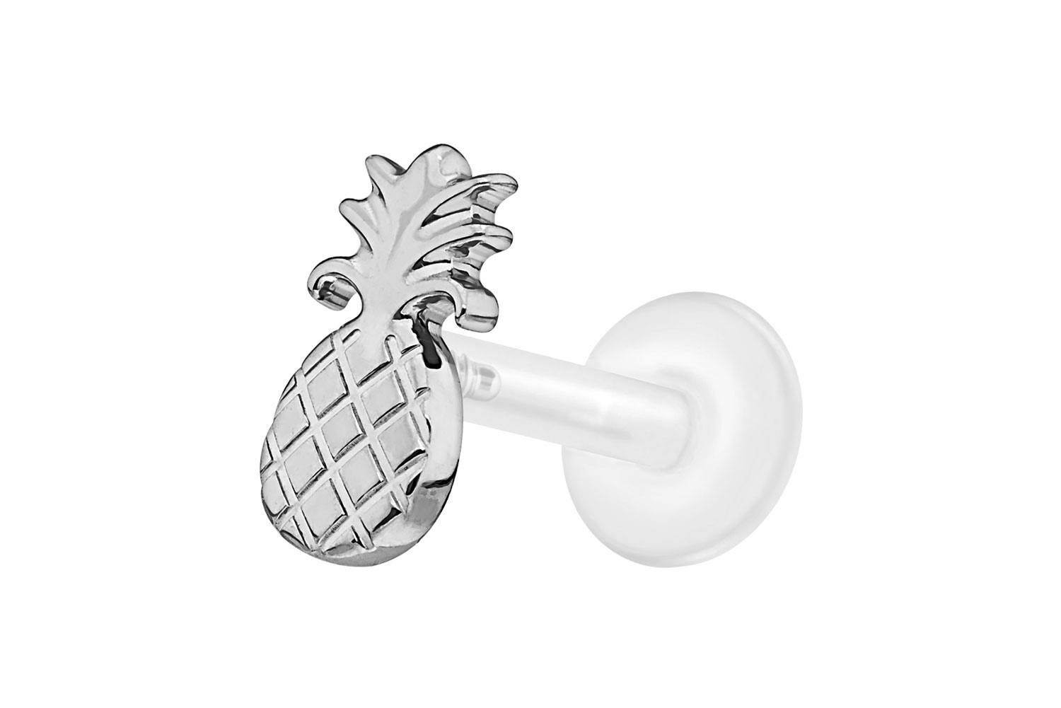 PTFE Labret Piercing mit Innengewinde + Titan-Aufsatz ANANAS